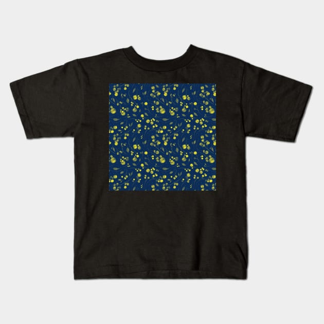 Soft Florals in yellow and blue Kids T-Shirt by DiorelleDesigns